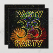花火付き33回目の誕生日パーティー招待状 招待状 (正面/裏面)