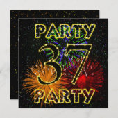 花火付き37回目の誕生日パーティーの招待状 招待状 (正面/裏面)
