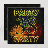 花火付き38回目の誕生日パーティー招待状 招待状 (正面/裏面)