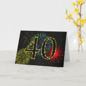 花火付き40thバースデーカード カード (黄色い花)