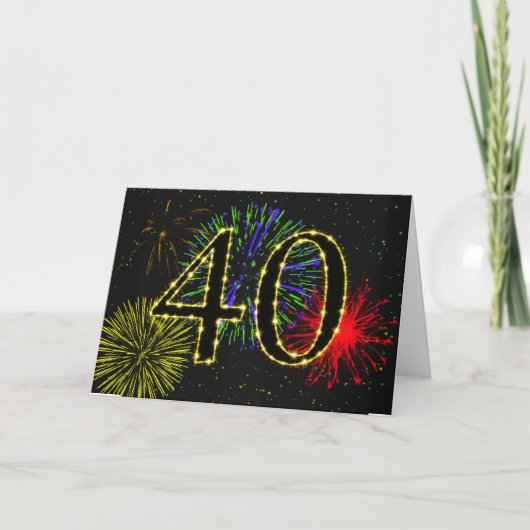 花火付き40thバースデーカード カード (正面)