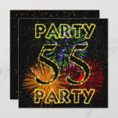 花火付き55回目の誕生日パーティーの招待状 招待状 (正面/裏面)