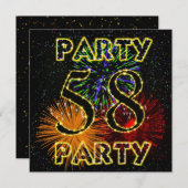 花火付き58回目の誕生日パーティー招待状 招待状 (正面/裏面)