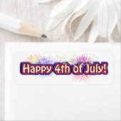 花火付き7月4日おめでとう ラベル (インサイチュ)