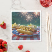 花火付き7月4日のピクニック スタンダードランチョンナプキン (インサイチュ)