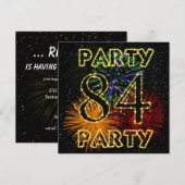 花火付き84回目の誕生日パーティー招待状 招待状 (正面/裏面)