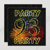 花火付き93回目の誕生日パーティー招待状 招待状 (正面/裏面)