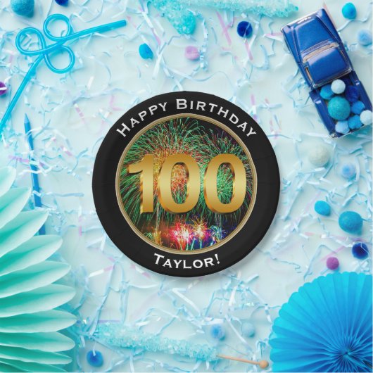 花火名前の1つの第百100th誕生日 ペーパープレート (パーティー)