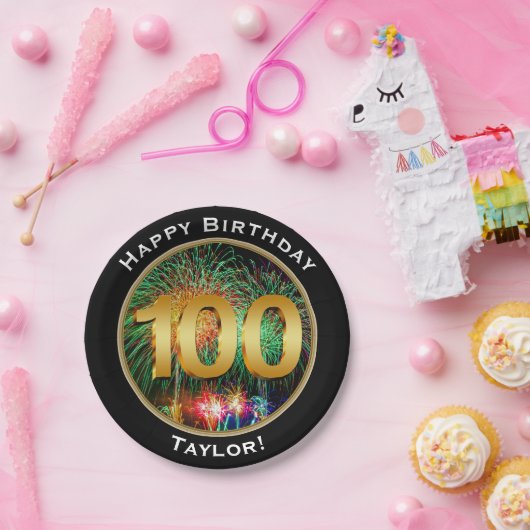 花火名前の1つの第百100th誕生日 ペーパープレート (パーティー)