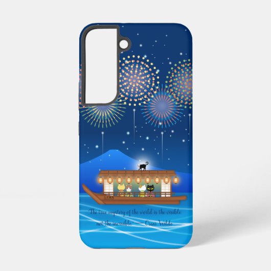花火大会に出場する猫たち SAMSUNG GALAXYケース (裏面)