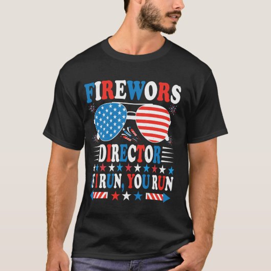 花火師長Tシャツ 私が走れと言うたらあなたが走る | おもしろい Tシャツ (正面)