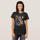 花火愛国的スコティッシュフォールド猫メリカ Tシャツ (正面フル)