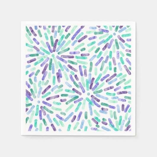 花火抽象的ゲイ男性のプライドフラググリーンブルー スタンダードカクテルナプキン (正面)