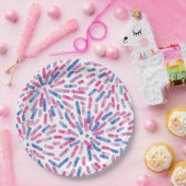 花火抽象的バイプライドフラッグピンクパープルブルー ペーパープレート (パーティー)