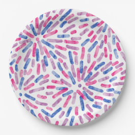花火抽象的バイプライドフラッグピンクパープルブルー ペーパープレート