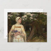 花火油絵付き女性 ポストカード (正面/裏面)