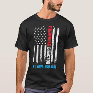 花火監督 もし私が走ったらあなたも走れ アメリカ国旗 愛国 Tシャツ