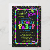 花火紙吹雪新年10回目の誕生日パーティー 招待状 (正面)