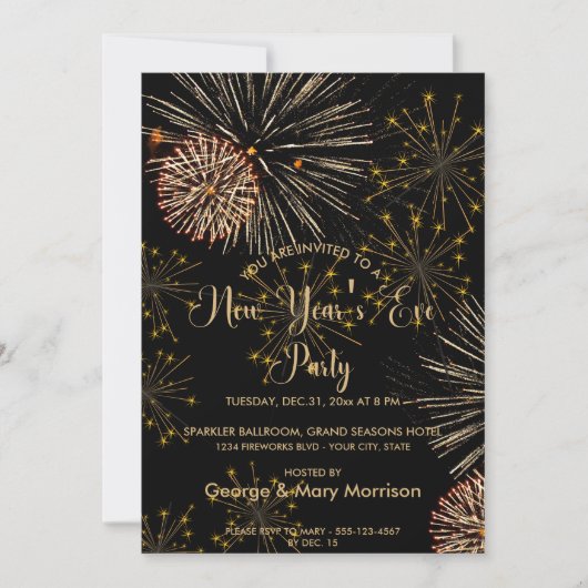 花火素晴らし新年の大晦日パーティの招待状 シーズンカード (正面)