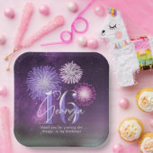 花火菓子16紫ID984 ペーパープレート (パーティー)