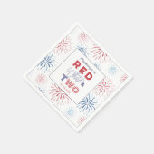 花火赤い白2歳の誕生日パーティー スタンダードカクテルナプキン (角)