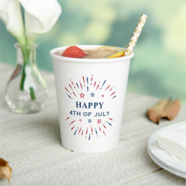 花火赤白青ハッピー4日7月パーティー 紙コップ