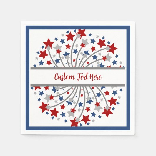 花火赤白青独立7月4日 スタンダードカクテルナプキン (正面)