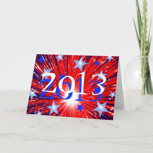花火赤白青'2013'年賀状 シーズンカード (正面)