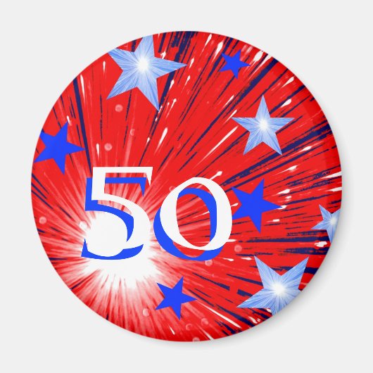 花火赤白青「年齢」冷蔵庫用マグネット マグネット (正面)