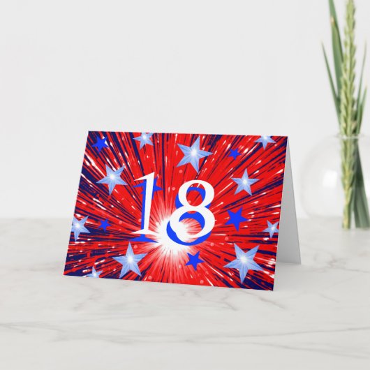 花火赤白青「年齢」誕生日カード カード (正面)