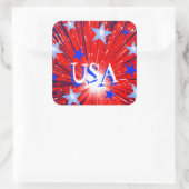 花火赤白青「USA」のステッカー広場 スクエアシール (バッグ)
