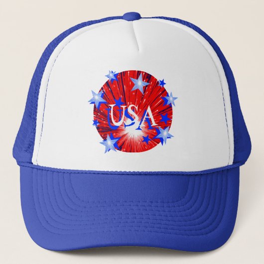 花火赤白青「USA」帽子 キャップ (正面)