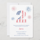 花火赤白2歳の誕生日パーティー 招待状 (正面)