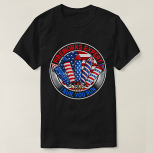 花火走専門者は走おもしろい7月4日 Tシャツ