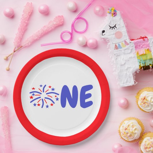 花火1回目の誕生日 ペーパープレート (パーティー)