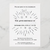 花火40th誕生日パーティー白黒グレー 箔招待状 (正面)