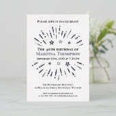 花火40th誕生日パーティー白黒グレー 箔招待状 (立ち正面)