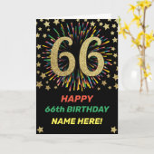 花火66誕生日カラフル虹金ゴールド カード (黄色い花)