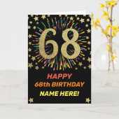 花火68誕生日カラフル虹の金ゴールド カード (黄色い花)