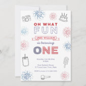 花火7月1日の誕生日パーティー 招待状 (正面)