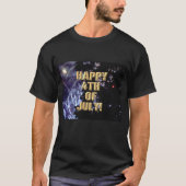 花火7月4日のメンズブラックシャツ Tシャツ (正面)