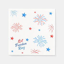 花火7月4日の独立記念日愛国心 スタンダードカクテルナプキン
