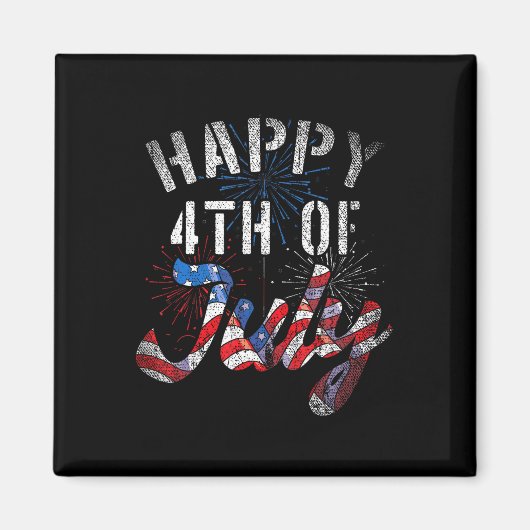 花火7月4日アメリカ国旗American 4日 マグネット (正面)