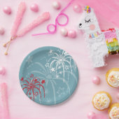 花火7月4日パーティー紙プレート ペーパープレート (パーティー)