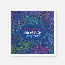 花火7月4日パーティー |夏パーソナライズされた間 スタンダードカクテルナプキン