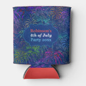 花火7月4日パーティー |夏パーソナライズされた間 缶クーラー (正面)