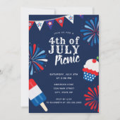 花火7月4日ピクニック 招待状 (正面)
