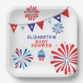 花火7月4日ベビーシャワー ペーパープレート (正面)