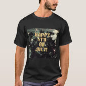 花火7月4日メンズブラックシャツ Tシャツ (正面)