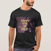 花火7月4日メンズブラックシャツ Tシャツ (正面)